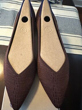BNIB Rothy’s Truffle Python Pointed-Toe Knit Ballet Flats (RETIRED)